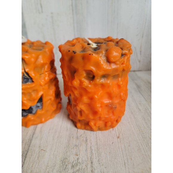 Vintage pumpkin AS IS candle wax unique dipped Halloween home decor - Picture 6 of 10